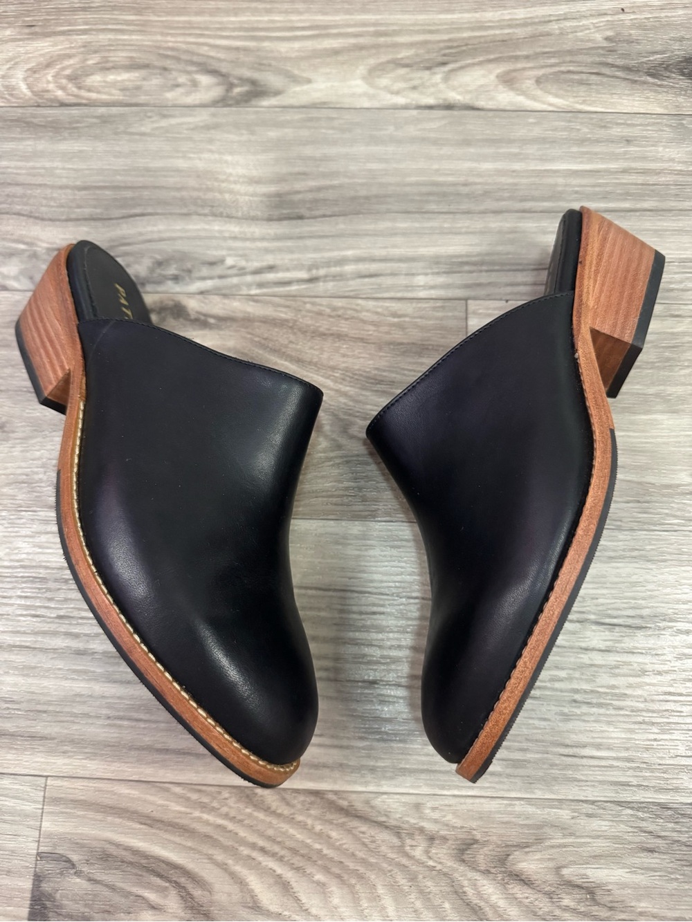 Patina Portland Leather Footwear Leather Black Mule Slides Size 9.5 - Picture 4 of 6